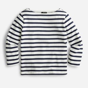 J. Crew Classic Fit Boatneck Navy Stripe Shirt Size M